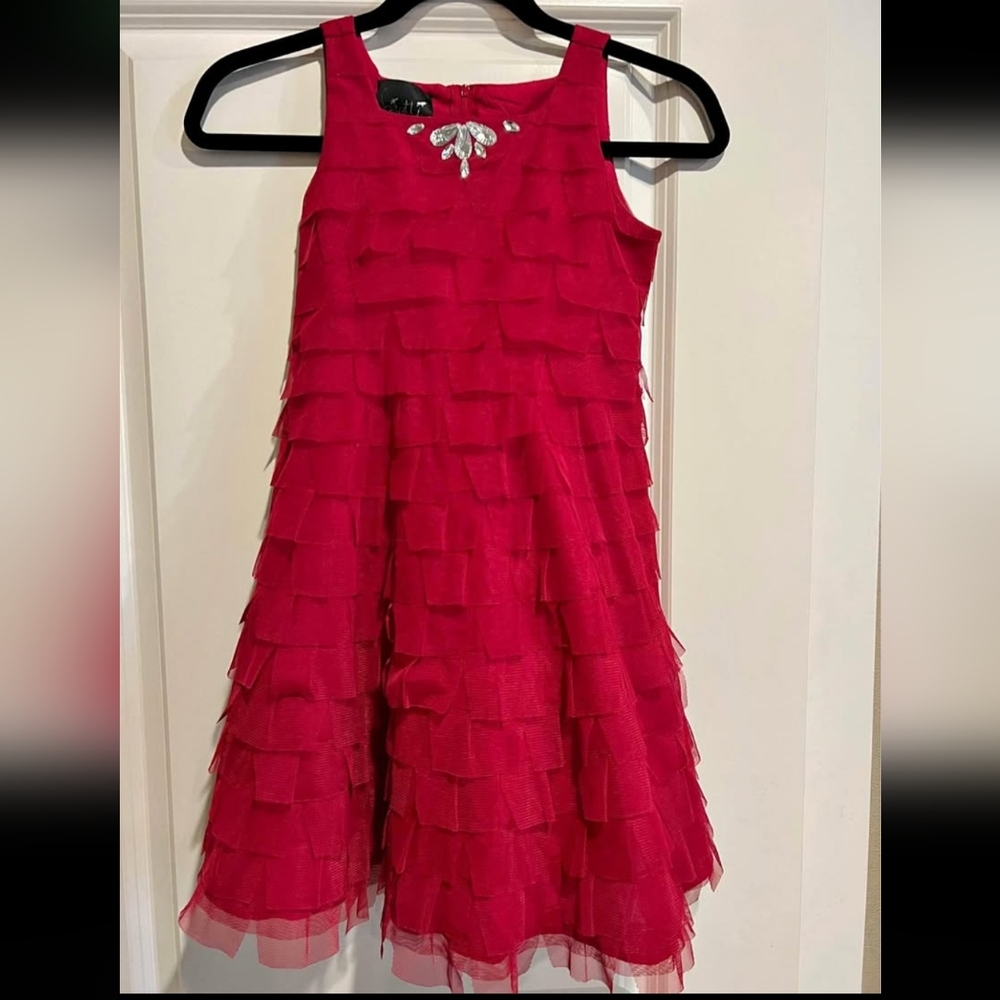 Red Girls Dress with Jewels Size 10